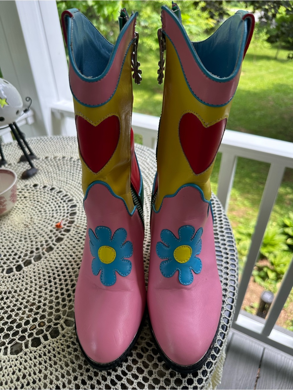DELIA*S BY DOLLS KILL COLORBLOCK COWBOY BOOTS SIZE 7 - Picture 4 of 14